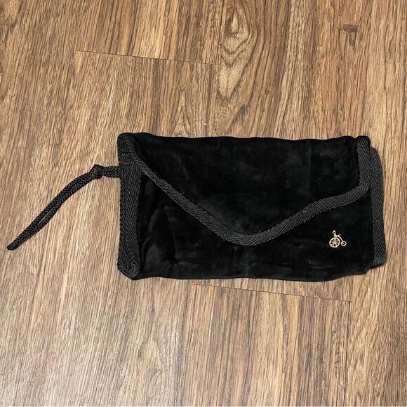 Vintage Mister Ernest Fabric Clutch Wristlet Black With Gold Bicycle Emblem - Picture 2 of 10